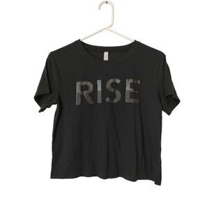 Athleta Women's Size XS Black "Rise" Cropped Short Sleeve T-Shirt Athletic
